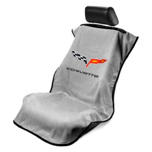 Seat Armour - GRE Grey Seat Protector Towel Cover With Corvette C6 Logo SA100COR6G