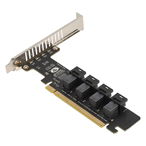 Annadue PCI Expansion to U.2 Adapter Card, PCIe X16 to 4 Port U.2 NVME SFF-8643/8639 Expansion Card, High Speed PCIE Split Expansion Card with LED Indicator for