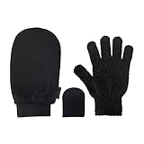 Skinerals Padded Microfiber Applicator Self Tanning Mitt Set With Exfoliator Glove And Face Mitt For Sunless Tanner And Lotion