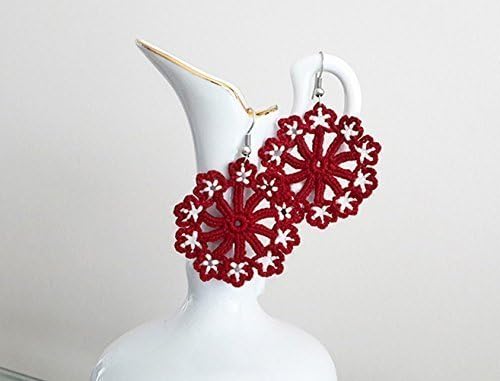 Cotton Crochet Earrings Flower Earrings Beading Crochet Earrings Halloween Birtdat Christmas Earrings