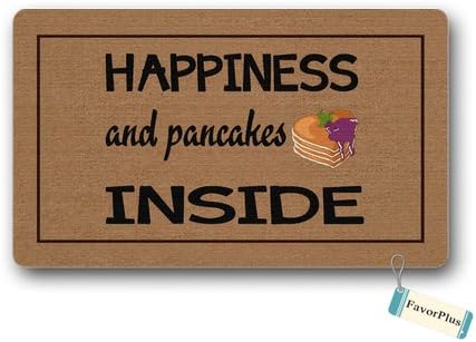 Amazon Com Funny Doormat Happiness And Pancakes Inside Outdoor