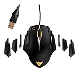 GAMDIAS Erebos Laser MOBA Gaming Mouse with 8200 DPI, Adjustable Side Panels, 256K Built in Memory, OTF record, Weight System & 7 Programmable Buttons(GMS7510)