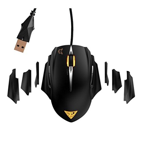 GAMDIAS Erebos Laser MOBA Gaming Mouse with 8200 DPI, Adjustable Side Panels, 256K Built in Memory, OTF record, Weight System & 7 Programmable Buttons(GMS7510)