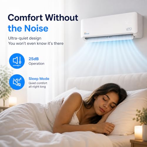 Senville LETO Series Mini Split Air Conditioner Heat Pump, 24000 BTU 208/230V, Works with Alexa, White