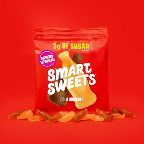 SMART SWEETS COLA GUMMIES, 1.8OZ (PACK OF 12), CANDY WITH LOW SUGAR (3G), LOW CALORIE (100), NO ARTIFICIAL SWEETENERS, VEGAN, PLANT-BASED, GLUTEN-FREE, HEALTHY SNACK FOR KIDS & ADULTS