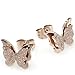 Elove Jewelry Frosted Butterfly Rose Gold Plated Stud