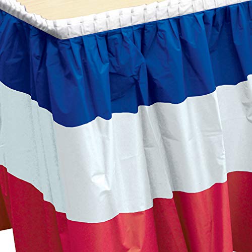 Beistle Patriotic Table Skirting, 29" x 14', Red/White/Blue Pricepulse