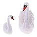 Danmu 2pcs a Set Small Polyresin Mother Swan and Baby Swan Statue Fairy Garden Decor