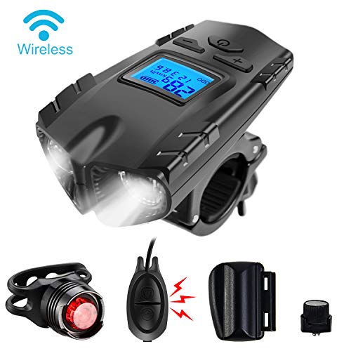 VLOXO Wireless Bike Speedometer with LED Bike Light, USB Rechargeable