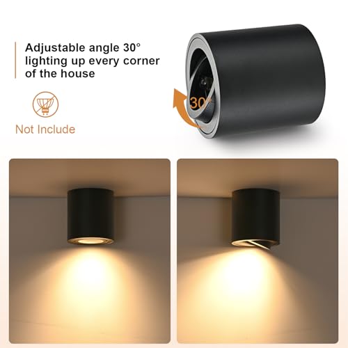 Gleonlux Ceiling Spotlight Adjustable Black 6 Pcs, Ceiling Spotlights GU10 230 V, Aluminium Internal LED Downlight, LED Round Ceiling Spotlights, Modern Ceiling Light, with GU10 Socket