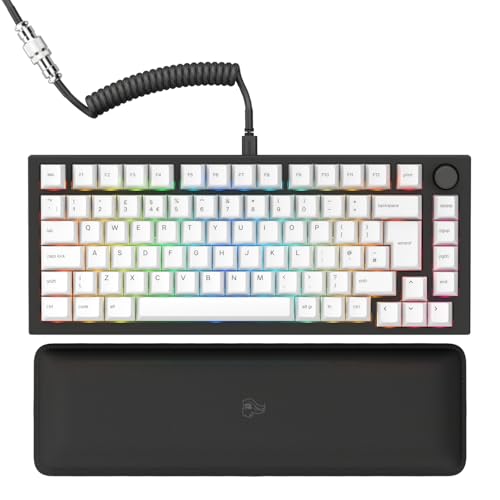 Glorious Gaming GMMK PRO 75% - Teclado gaming mecánico modular, TKL, carcasa de 1,5 kg, personalizable, cable espiral, reposamuñecas, keycaps blancas, RGB, distribuciones QWERTY inglés - Negro