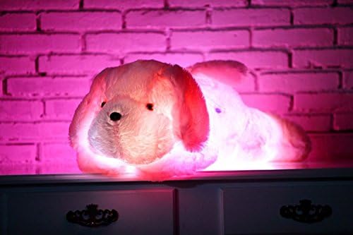 Glowing Night Light LED Large Dog Doll Plush Toy for Kids,Cute Animal Stuffed Pillow for Sleeping Back Cushion,Perfect Birthday Gift for Baby/Children,20 Inches (Pink)