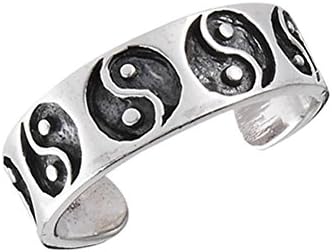 Sterling Silver Yin Yang Adjustable Toe Ring