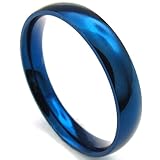 KONOV Mens Womens Stainless Steel Ring, 4mm, Comfort Fit Band, Blue