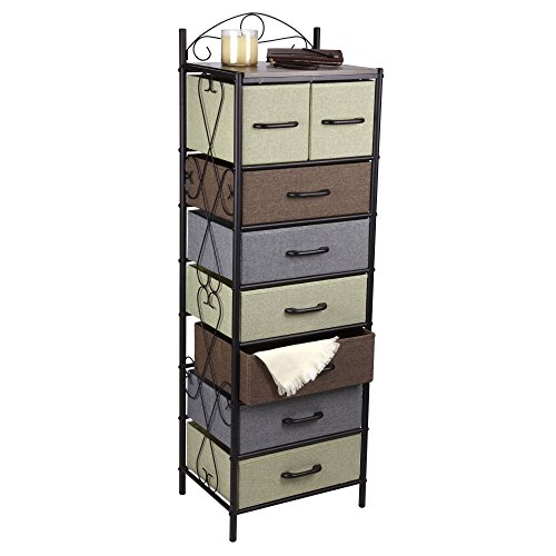 Household Essentials 8044-1 Victorian 8 Drawer Tower | Storage Dresser or Chest | Black