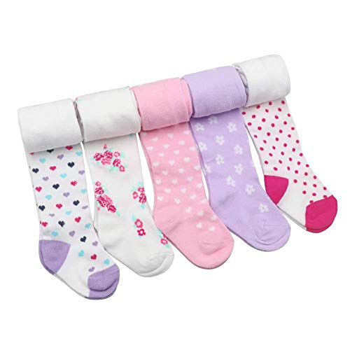 Ehdching 5-Pack Cute Cotton Cable Knit Pantyhose Legging Pant Tights for Toddler Baby Girls L(2-3 years)
