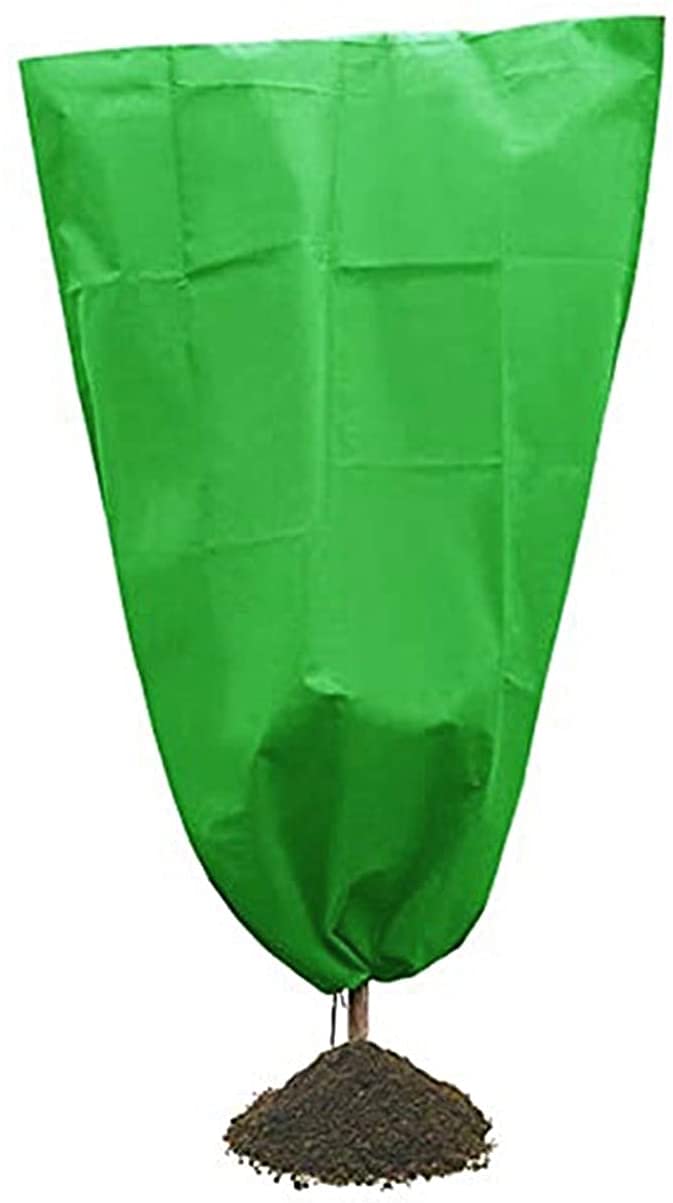 Drawstring Plant Covers - Plant Winter Protection Anti-freeze Jacket, Green Breathable Warm Plant Protection Cover Bags Heavy Duty Plant Cover for Frost, Bugs, Birds, Ultraviolet Light (1 Pack)