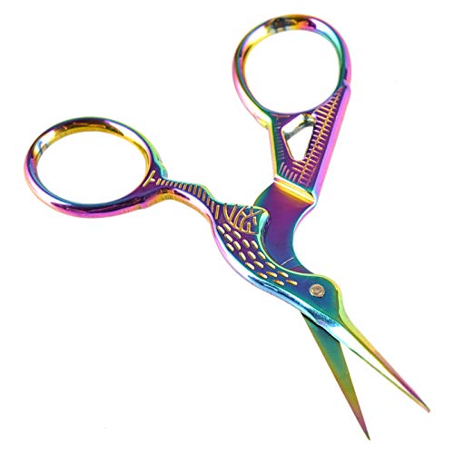 AQUEENLY Embroidery Scissors, Stainless Steel Sharp Stork Scissors for Sewing Crafting, Art Work, Threading, Needlework - DIY Tools Dressmaker Small Shears - 2 Pcs (3.6 Inches, Rainbow) - Thumbnail 5
