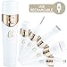 Painless Hair Remover for Women - Gold Facial Hair Removal | 5 in 1 Face Grooming Tools - Electric Trimmer, Hand Leg Shaver, Nose Hair & Eyebrow Trimmer, Brush | USB