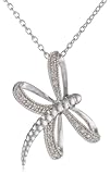 Women's Sterling Silver Diamond Dragonfly Pendant Necklace (0.05 cttw, I-J Color, I2 Clarity), 18"