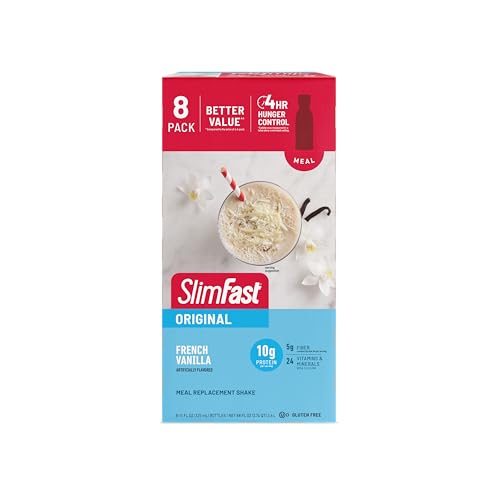 SLIMFAST MEAL REPLACEMENT SHAKE, ORIGINAL FRENCH VANILLA, 10G OF READY TO DRINK PROTEIN FOR WEIGHT LOSS, 11 FL. OZ BOTTLE, 8 COUNT
