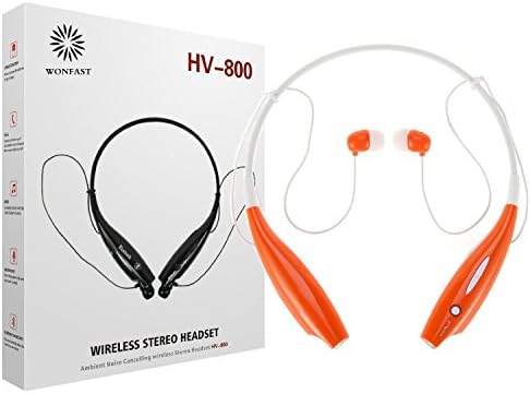 WONFAST® Wireless Music A2dp Stereo Bluetooth Headset Universal Vibration Neckband Style Headset Earphone Headphone for iPhone Cellphones Enabled Bluetooth (orange)