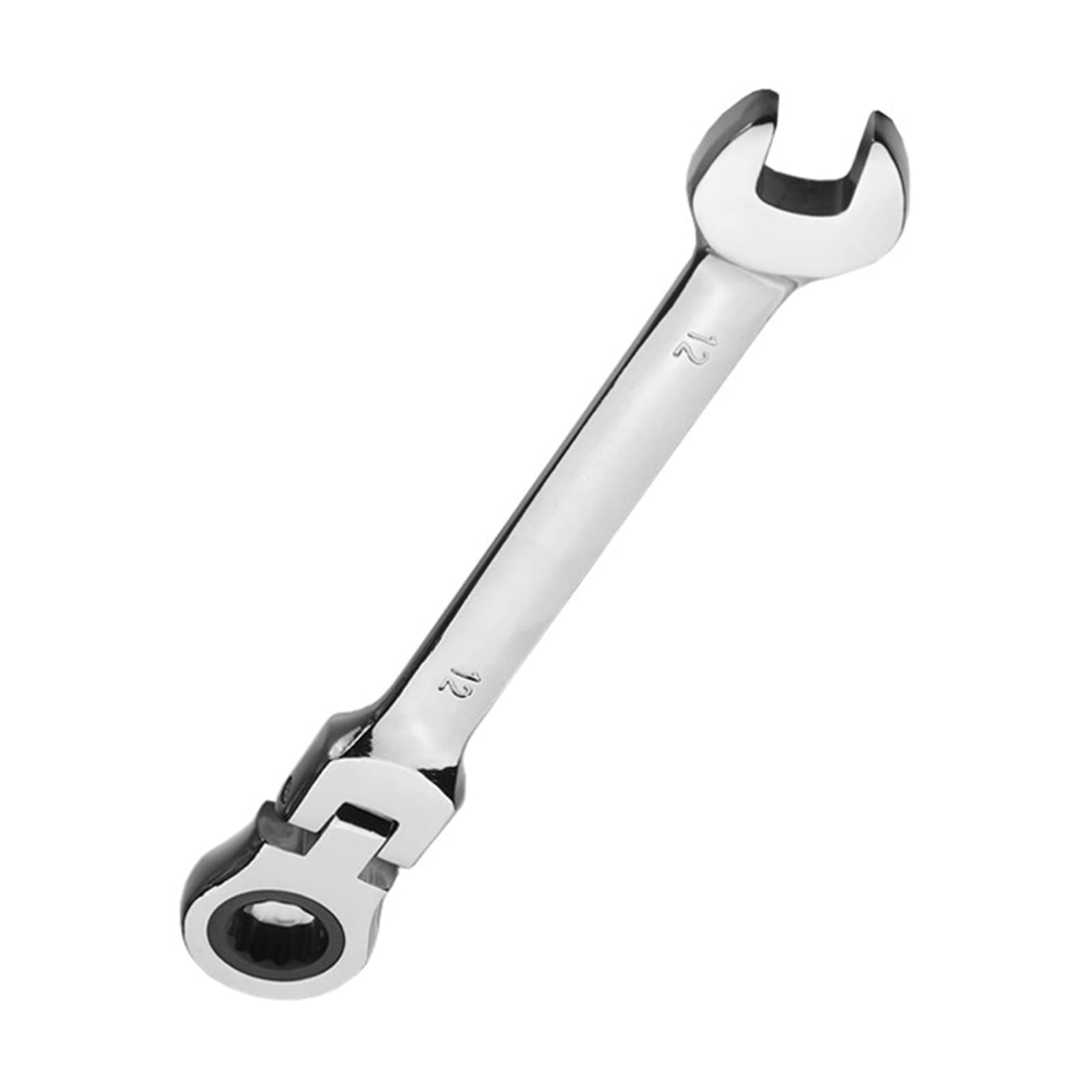 Vokenforu 12mm Flex-Head Ratchet Spanner, Metric Wrench, Chrome Vanadium Steel, Combination Tool for Car Bicycle Repair at Home Workshop