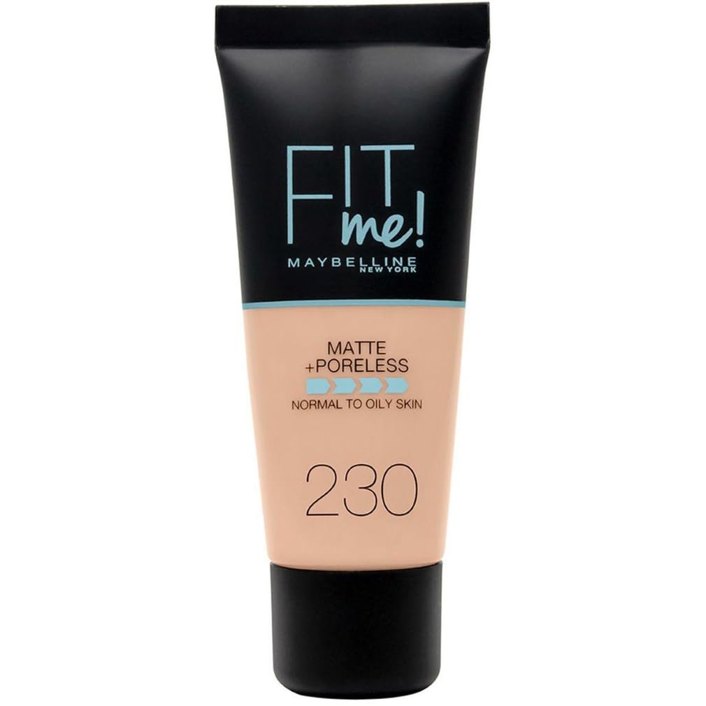 Maybelline Fit Me Foundation, Medium Coverage, Blendable With a Matte and Poreless Finish, For Normal to Oily Skin, Shade: 230 Natural Buff, 30ml