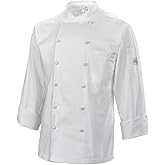 Mercer Culinary Renaissance Men's Scoop Neck Chef Jacket, 4X-Large, White (Black Piping)