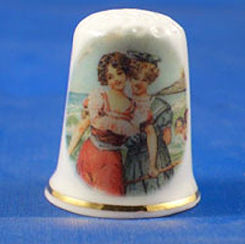 Porcelain China Collectable Thimble - Seaside Belles Free Gift Box