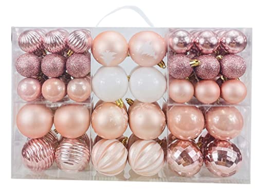 AOGU 86 Pcs Christmas Balls Rose Gold Christmas Tree Ball Ornaments Set Shatterproof Decorations for Trees Home Party Holiday Garlands Wreaths Decor Hanging Ball Ornaments Hooks Included