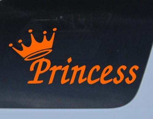 Cute Princess with Crown Vinyl Decal 8" Orange Car Auto Window sticker