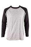 Knocker Mens Long Sleeve Baseball Raglan Shirt-Gray/Black-Medium