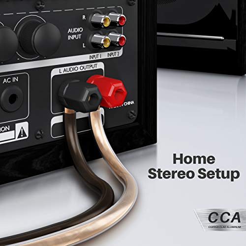 GearIT 10 Gauge Speaker Wire (100 Feet), Copper Clad Aluminum, CCA