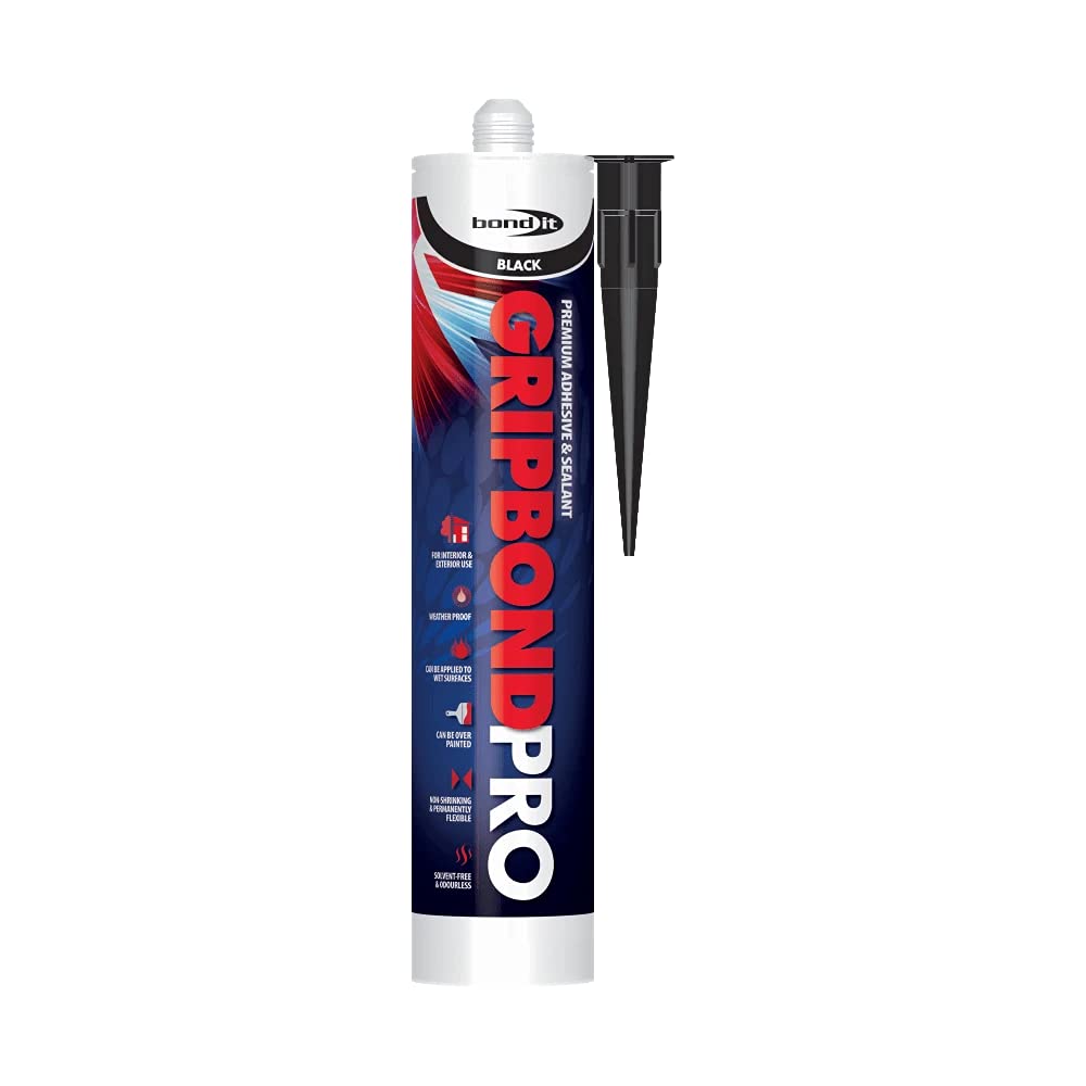 Bond-It Gripbond Pro Black - All-in-One Universal Hybrid Sealant and Adhesive - EU3 310 Millilitre Cartridge, 1 x Tube