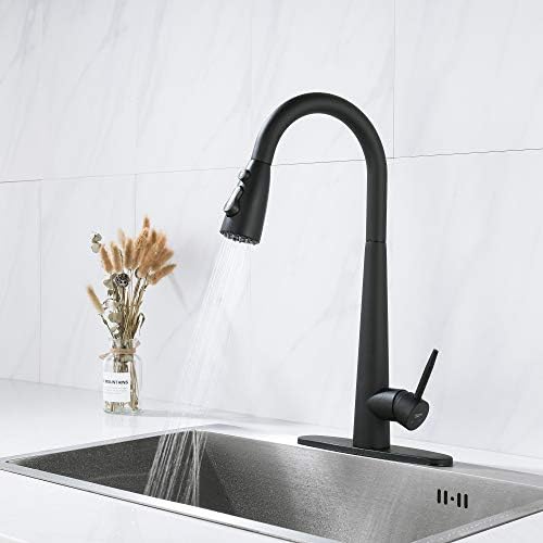 AMAZING FORCE Matte Black Kitchen Faucet Pull Down Kitchen Faucets