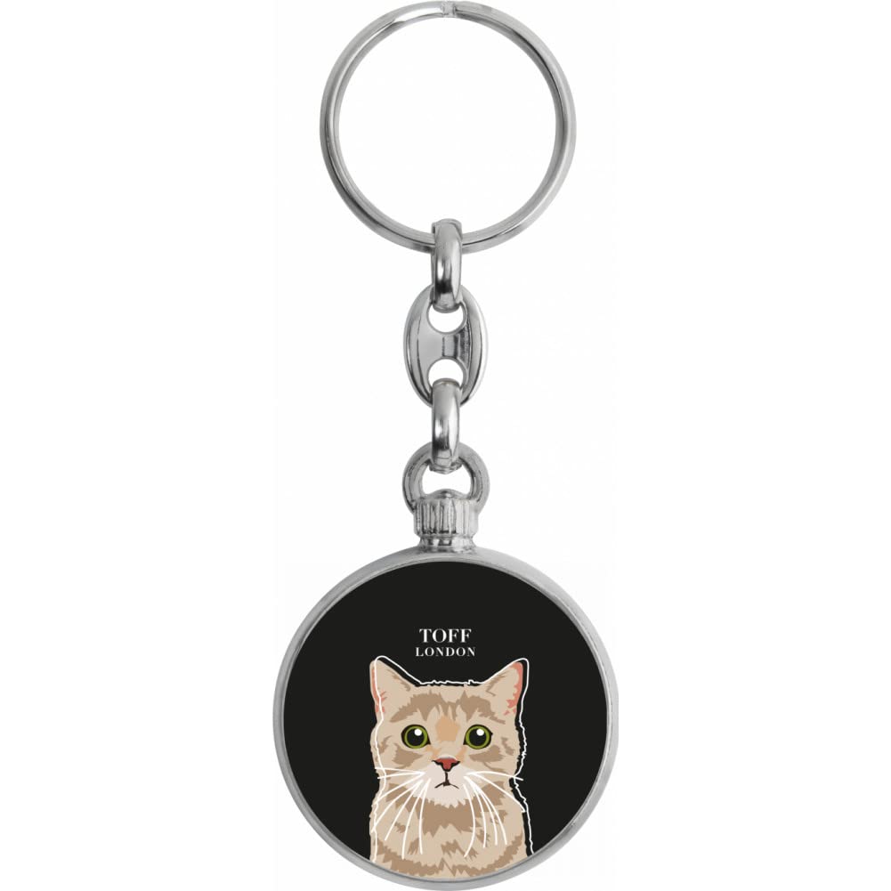 Toff London Beige Tabby Cat Head Keyring