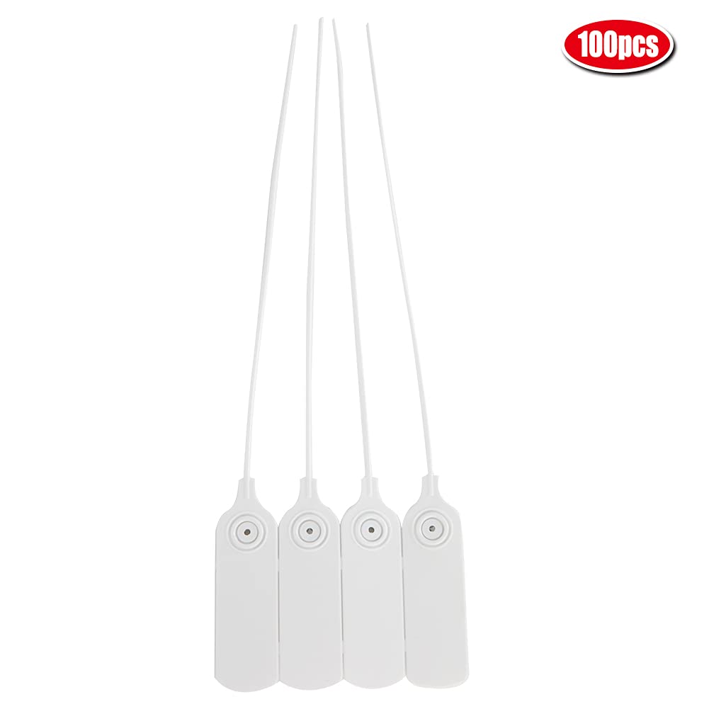 Omabeta Cable Labels Ties, 100Pcs 30cm Practical Modern Plastic Disposable Zip Ties Self-Locking Tie Suitcase Shoes Bag Label Tag for Plant Shoes Clothings(White)