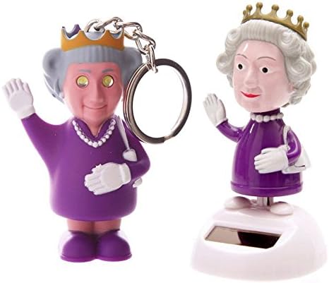 British Queen Elizabeth Solar Dancing Figure + Light Sound Hrm Keyring Chain