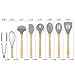 Silicone Kitchen Utensils - 8PCS Cooking Utensils Set with Natural Bamboo Wood Handle for Nonstick Cookware,Best Kitchen Tools for Gift,Grey