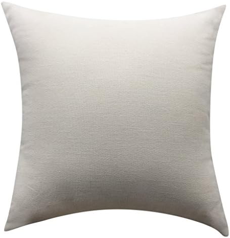 Homier White Linen Blend Decorative Pillow Cover Throw Cushion Case - Modern Crisp Canvas Linen in Natural White/Cream Color - 20x20 Inches