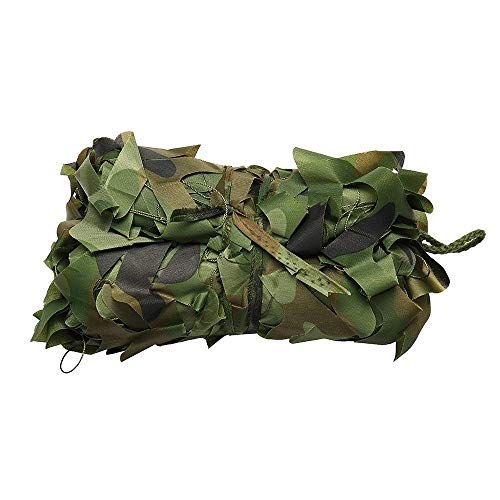Woodland Camouflage Netting Camo Army Net for Outdoor Hunting Shooting Gaming Hide Home Pool Car Top Shelters Table Covers with 2 Self-Adhesive Non-Woven Tape (5M X 5M / 16.4X 16.4FT)