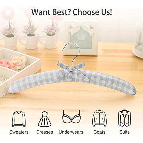 image for GLCON Satin Padded Hangers for Sweaters - Thick Padded Clothes Hangers
