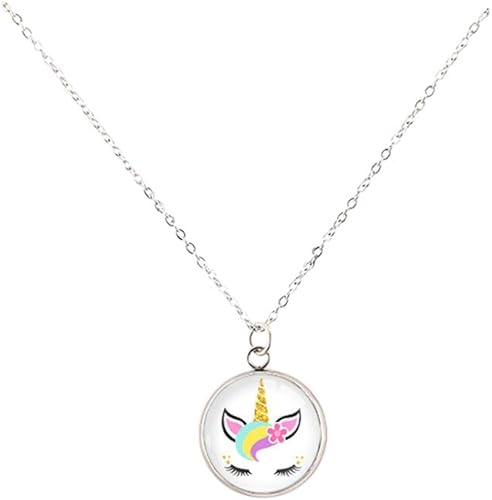 Amazon ユニコーンパーティー記念ネックレス 小さな女の子の誕生日 お泊まり会パーティー用 かわいいカラフルなレインボーのおとぎ話ペンダントジュエリー 子供や親友への願いを込めるギフト 6ユニネックレスデザイン ネックレス 通販