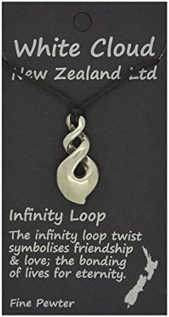 Handmade New Zealand Aoraki Infinity Loop Pewter Pendant on Waxed Cord