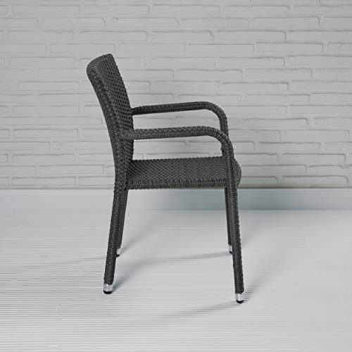 8er Set stapelbarer Gartenstuhl aus der Möbelserie Barcelona in grau mit Armlehnen exkl. Auflage für Garten, Terrasse… – Bild 3