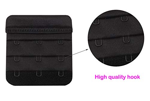 Tamlien Bra Extender 3 Hooks,Soft and Comfortable Bra Strap Extender (Black)