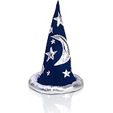 Funny Party Hats Funny Party Accessory Wizard Hat - Merlin Hat - Wizard Costume Accessories - Black Wizard Hat (Colorful)