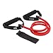 REEHUT Single Resistance Band Exercise Tube with Handle, Door Anchor and Manual, for Resistance Training, Physical Therapy, Home Workouts, Fitness, Pilates, Boxing Strength Training - Red