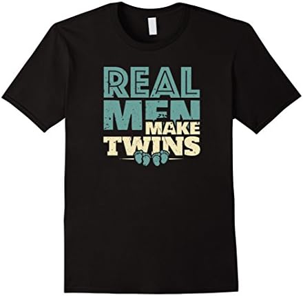 Mens Real Men Make Twins T-shirt. Dad of Twins Gifts Large Black